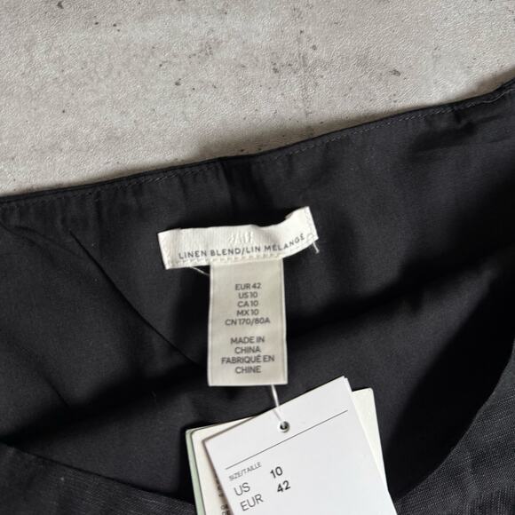 NWT black linen mini skirt H&M size 10 - Picture 3 of 6